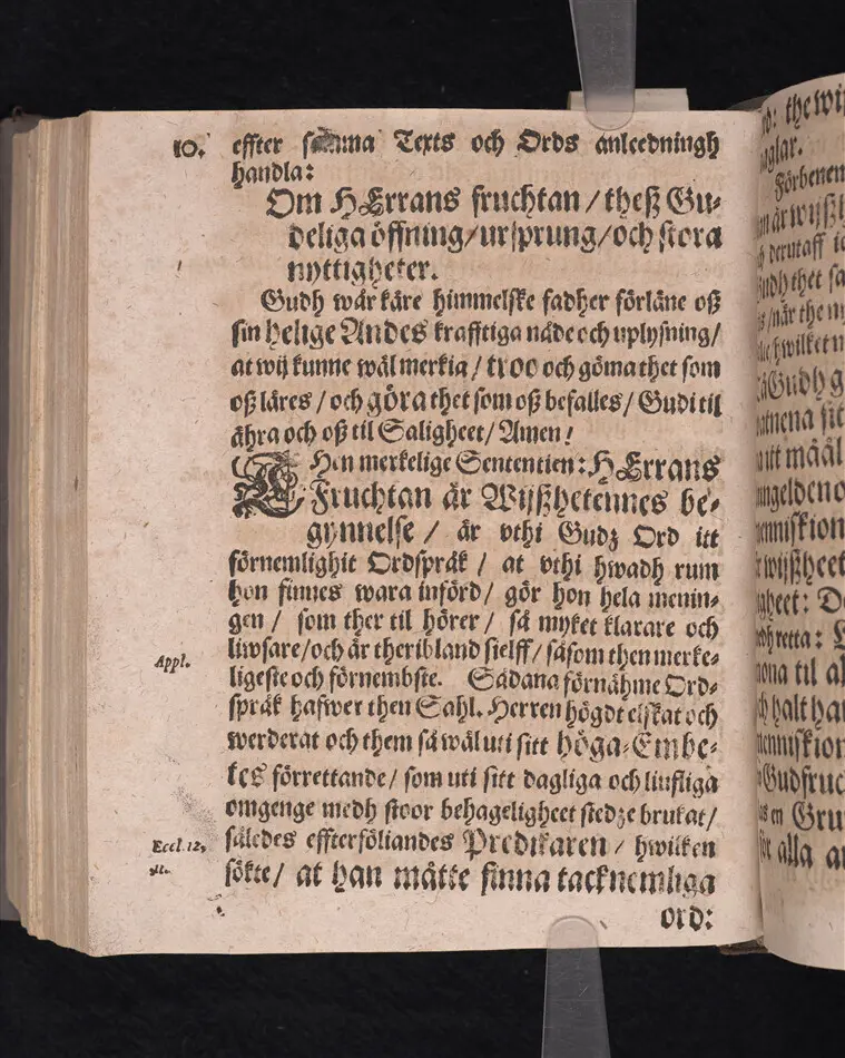 Corona sapientiæ, thet är wijsshetennes krona, medh een kort förklaring ... förfärdigat och vthi ... Christer Bondes ... begraffning ... framstelt aff Zachario L. Klingio ... Stockholm, tryckt hoos Ignatium Meurer ... anno MDCLXIII.