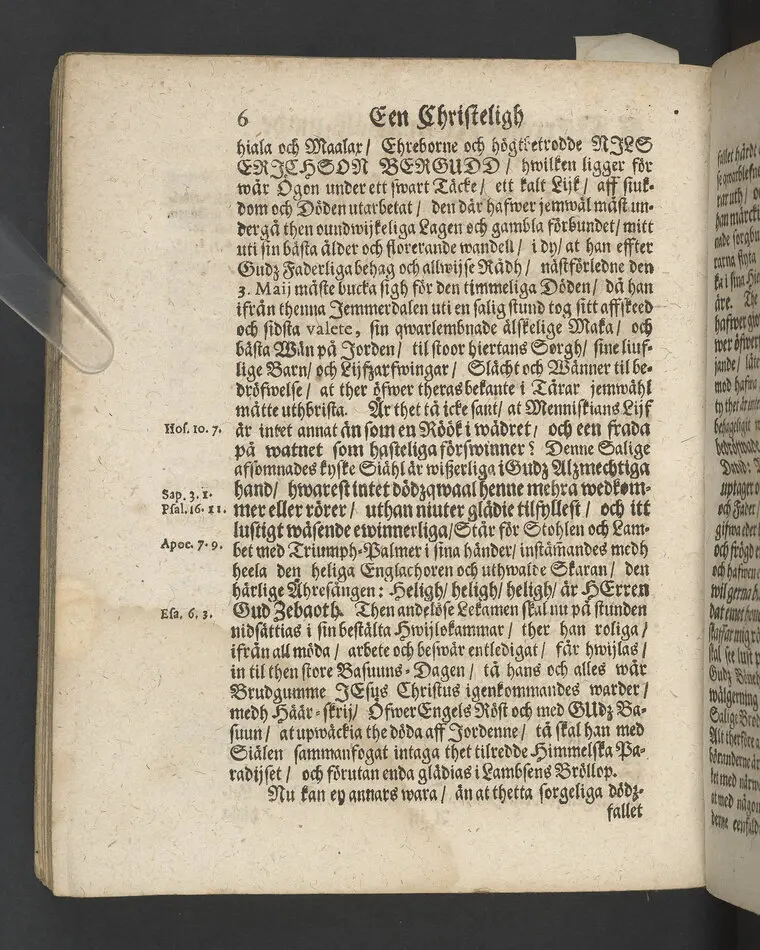 I.N.J. Status denatorum, the afsomnade dödas tilstånd, uthi een chtisteligh lijkpredijkningh,, öfwer ... herr Niels Erickzson Bergudd, fordom hauptmann öfwer ... hwilken i herranom afsomnade uti Malar sochn på sin egen swärd i Solfmo den 3. maij anno 1680 ... framstält ... aff Olavi Magni Arenio .