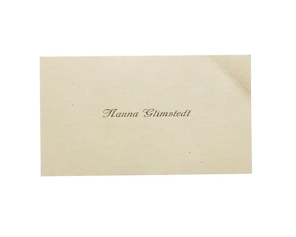 Visitkort från Nanna Glimstedt.
