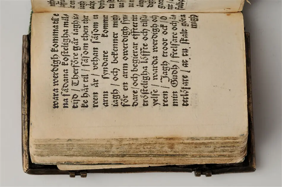 Bönbok, titel: "Någhra gudeligha böner utdragna aff then helga scrifft", tryckt hos Amund Laurentzon, Stockholm 1559.