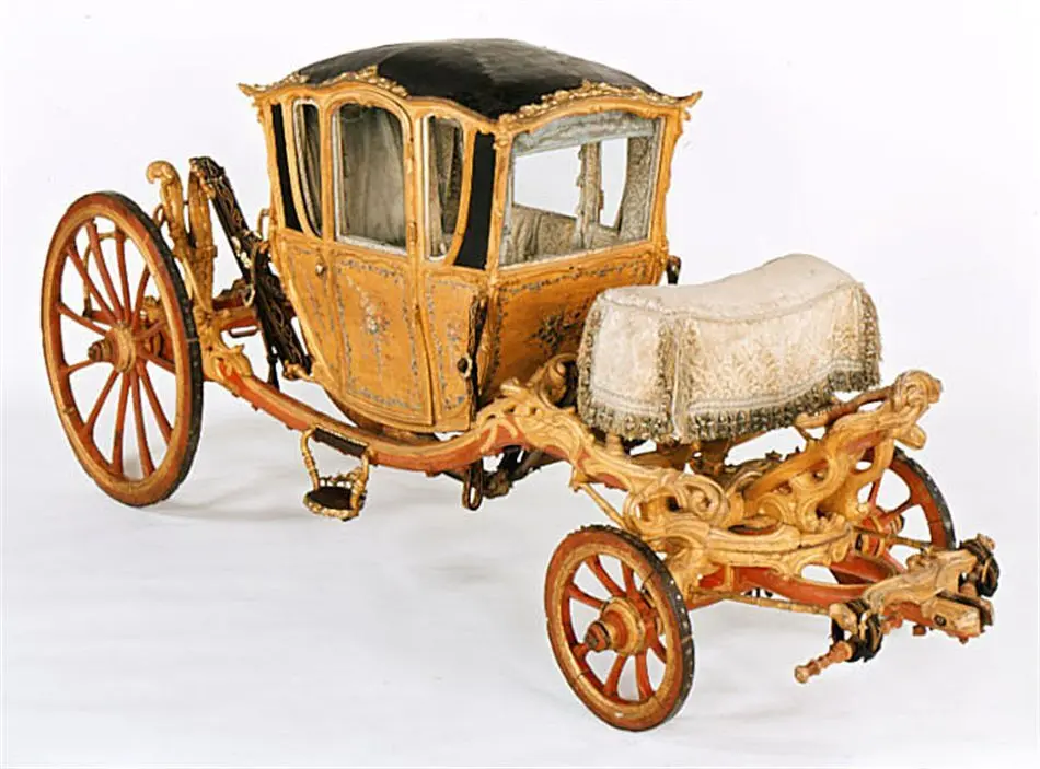 Vagnsmodell, berlinare i rokoko byggd som galavagn, 1750-1760-tal.