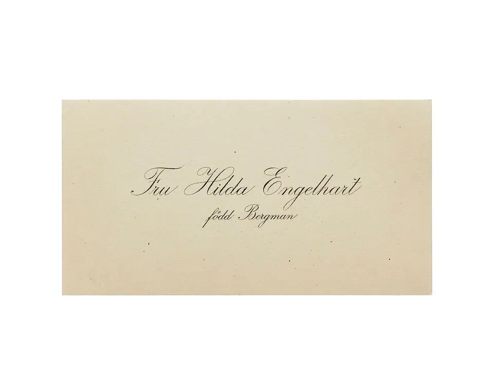 Visitkort från Fru Hilda Engelhart, f. Bergman.