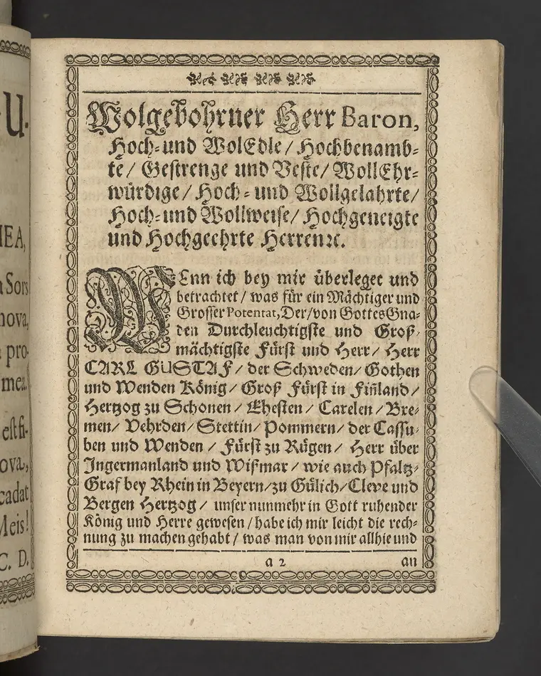 Lob eines rechtschaffenen, auszgeübeten und consummaten Königs, insonderheit aber des nunmehr in Gott ruhenden Carll Gustaffs der Schweden, Gothen und Wenden Königes ... zu vollführung derer in Alten Stettin angestellten Leich-Procession, in der Schloszkirche daselbst in einer Stand-Rede ... vorgestellet, von Ludovico Jacobi ... Mit kurtzer Beschreibung desselben Leich Conduicts, und dabey gepflogenen Solennitäten.