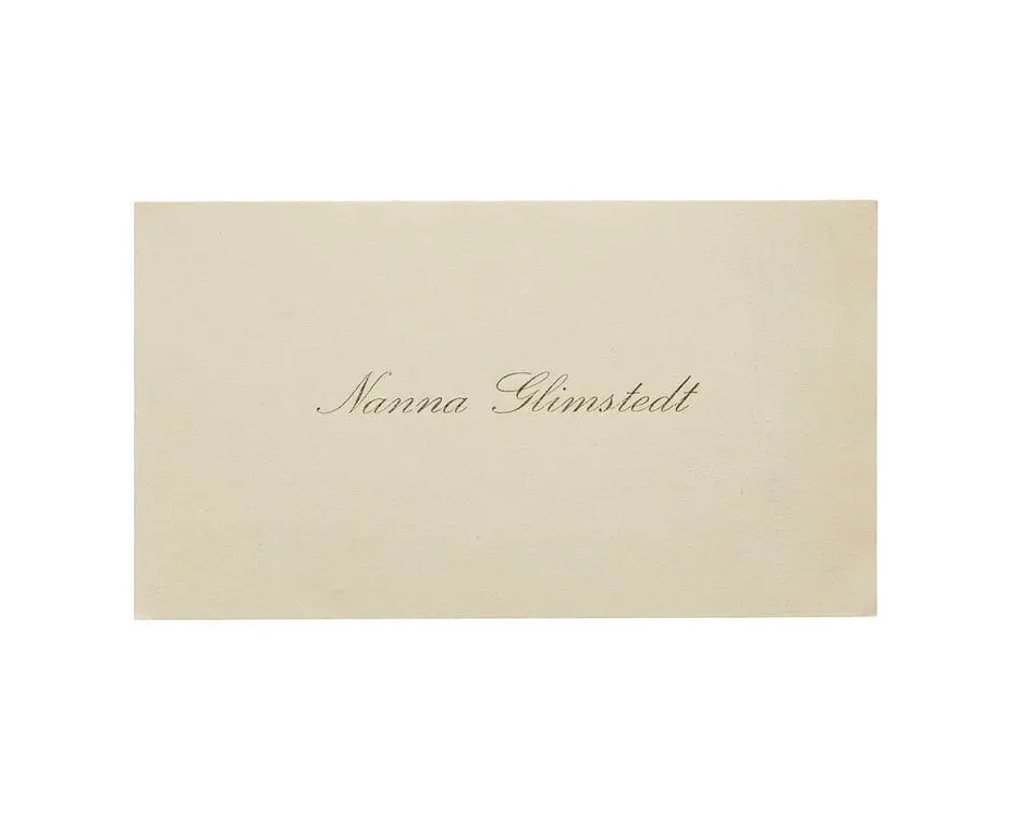 Visitkort från Nanna Glimstedt.