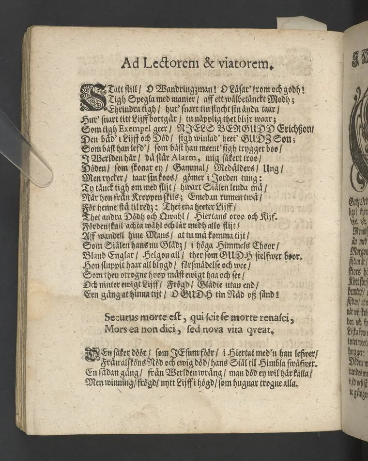 I.N.J. Status denatorum, the afsomnade dödas tilstånd, uthi een chtisteligh lijkpredijkningh,, öfwer ... herr Niels Erickzson Bergudd, fordom hauptmann öfwer ... hwilken i herranom afsomnade uti Malar sochn på sin egen swärd i Solfmo den 3. maij anno 1680 ... framstält ... aff Olavi Magni Arenio .
