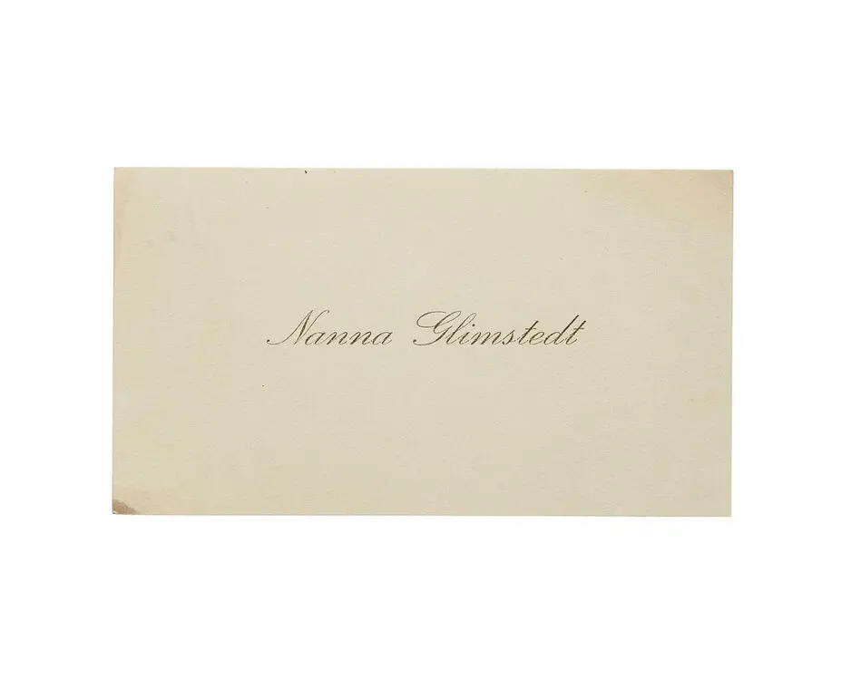 Visitkort från Nanna Glimstedt.