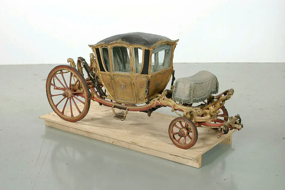 Vagnsmodell, berlinare i rokoko byggd som galavagn, 1750-1760-tal.