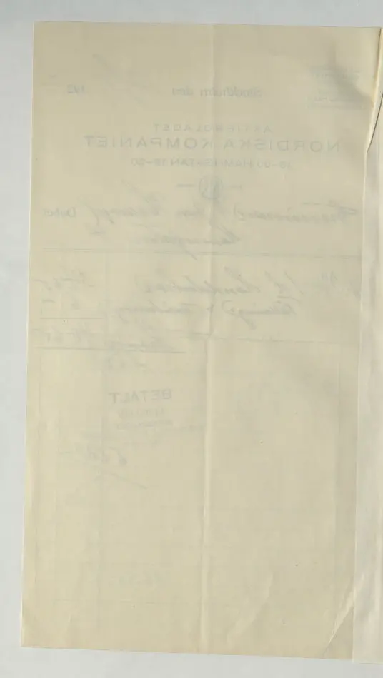 Kvitto från Aktiebolaget Nordiska Kompaniet, 1927