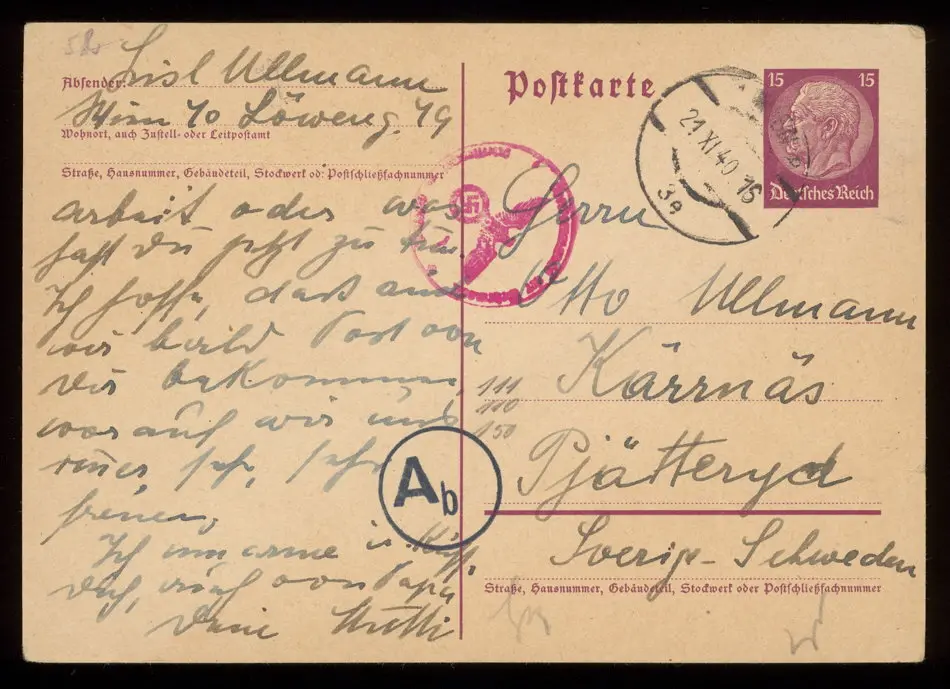 Brev från Elise och Josef Ullmann 1940-10-21