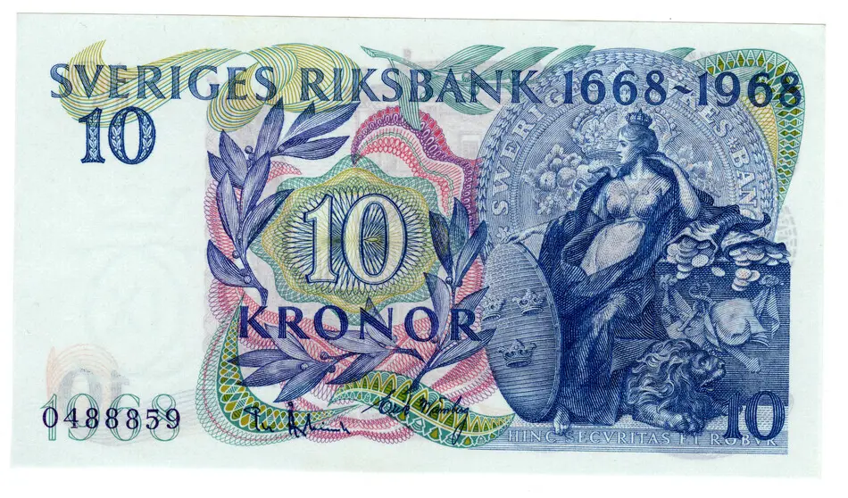 SVERIGES RIKSBANK 1668-1968 10 KRONOR