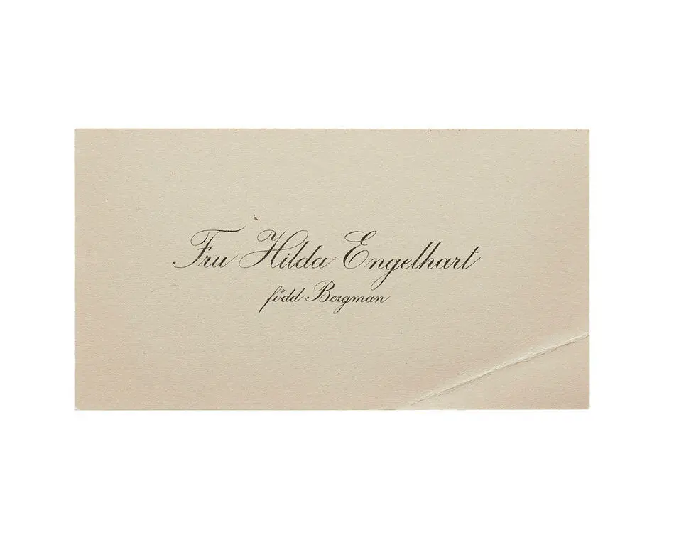 Visitkort från Fru Hilda Engelhart, f. Bergman.