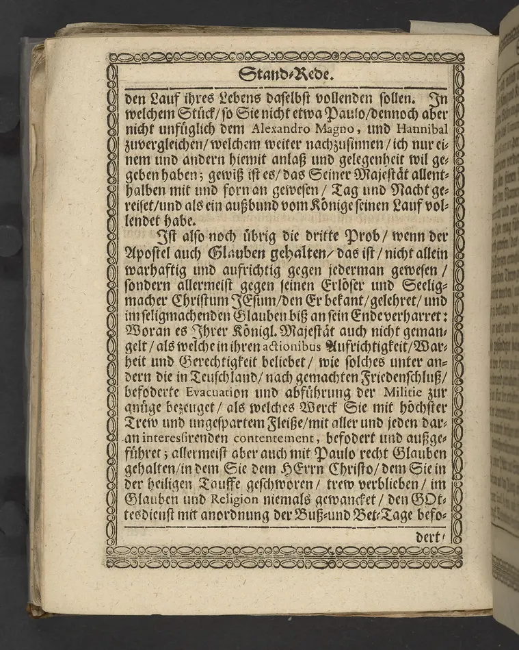 Lob eines rechtschaffenen, auszgeübeten und consummaten Königs, insonderheit aber des nunmehr in Gott ruhenden Carll Gustaffs der Schweden, Gothen und Wenden Königes ... zu vollführung derer in Alten Stettin angestellten Leich-Procession, in der Schloszkirche daselbst in einer Stand-Rede ... vorgestellet, von Ludovico Jacobi ... Mit kurtzer Beschreibung desselben Leich Conduicts, und dabey gepflogenen Solennitäten.