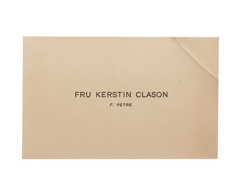 Visitkort från Fru Kerstin Clason f. Petre