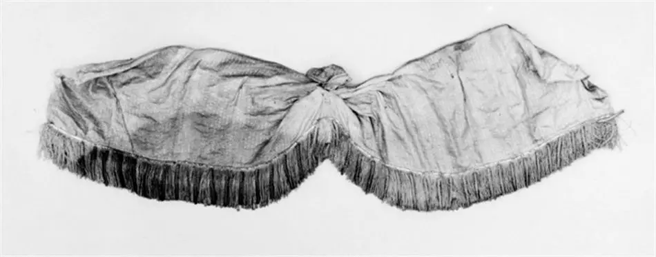 Bild på Gardinkappa till kröningsvagnen, fäst invändigt över h. dörr. 1818.