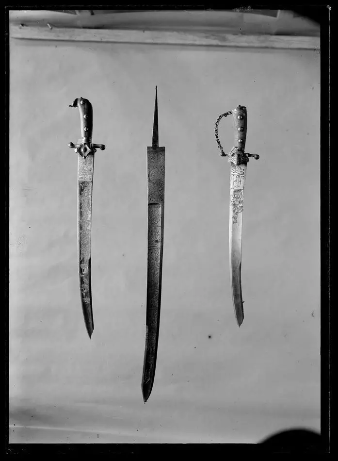 Hirschfängarklinga, Vira bruk ca 1750, etsad dekor av Johan Wilhelm Kindt.