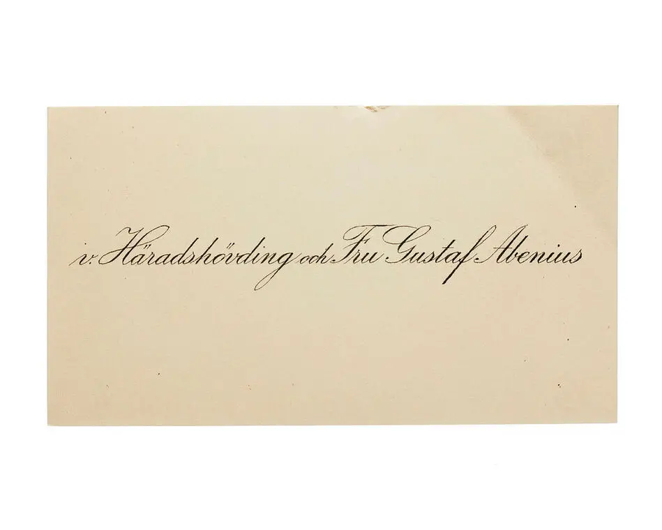 Visitkort från v. Häradshövding Gustaf Abenius och fru.