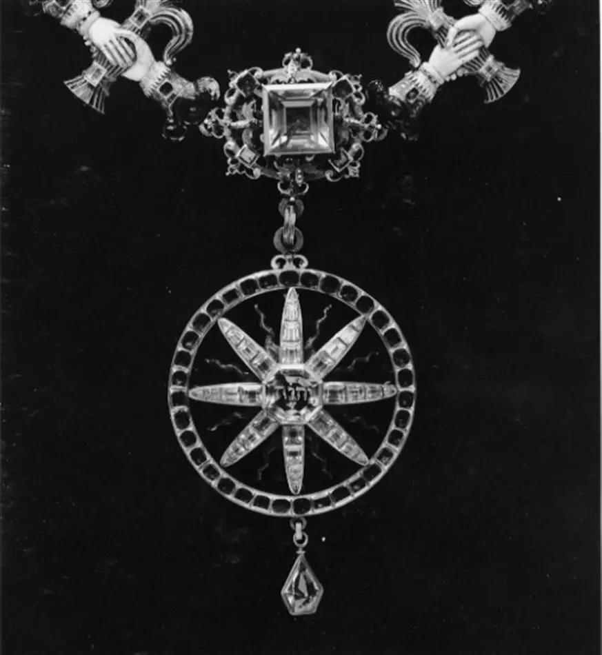 Ordenstecken, klenod, Jehovaorden, Sverige, tillverkad av Antonij Groot d.ä., Stockholm 1606, Troligen buren av Karl IX vid kröningen i Uppsala 1607-03-15.