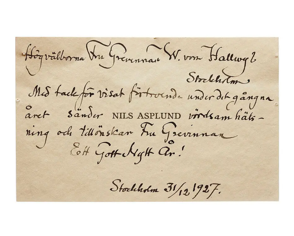 Visitkort från Nils Asplund.