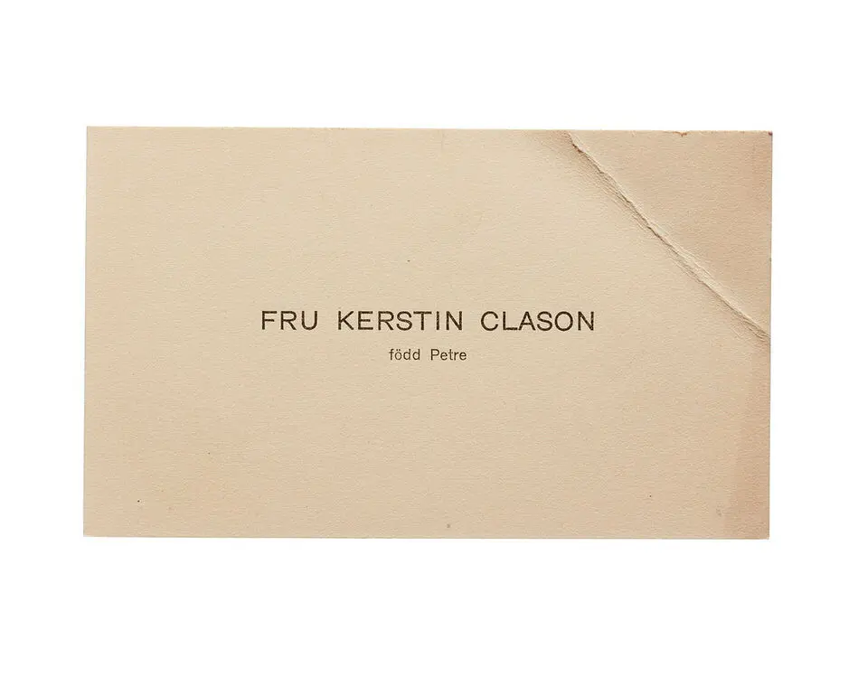 Visitkort från Fru Kerstin Clason f. Petre