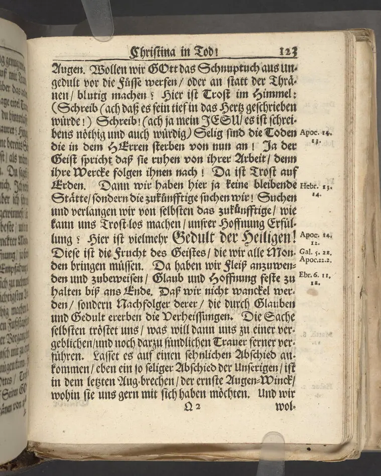 Christina in Leben/ Christina in Tod! Das ist Frühe doch lieb-volle Segen-Letze/ trauer-benehmende Trost-Letz/ und hoffnungs-volle Glaubens-Letze/ der weyland wohl-ehrbarn und gross-ehren tugendreichen Frauen Fr. Christina Grönin, gebornen Scharen-Bergin, desz wohl-ehren-vesten, grosz-achtbaren auch wohl-fürnehmen Herren Werner Gröns/ vornehmen Kauf-und Handels-Herren in hiesiger Königl. Residenz-Stadt Stockholm Herz-geschätzen Ehe-Gattin/ als deren verblichener Leichnam den 8 Maj-Monats, laufenden 1698-sten Heil-Jahrs, in Maria Magdalena Kyrch bey so wohl hoher/ als sonst ungemeiner Versamlung/ zur sanfften Erden-Ruh gebracht wurde/ zu inniger Trost-fasung vorgestellet von Johann Jacob Leibniz/ der h. Schrifft D. der löbl. Teutsschen Gemeine Past. und Consist. Assess. Stockholm/ Gedrucht bey Henrich Keysern/ J.K.Maejest: und der Acad. in Ups. Buchdrucker