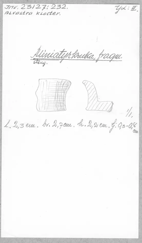 Bild på miniatyrkruka, Miniatyrkärl, Kärl, Fragment