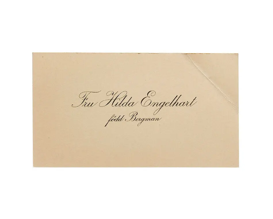 Visitkort från Fru Hilda Engelhart, f. Bergman.