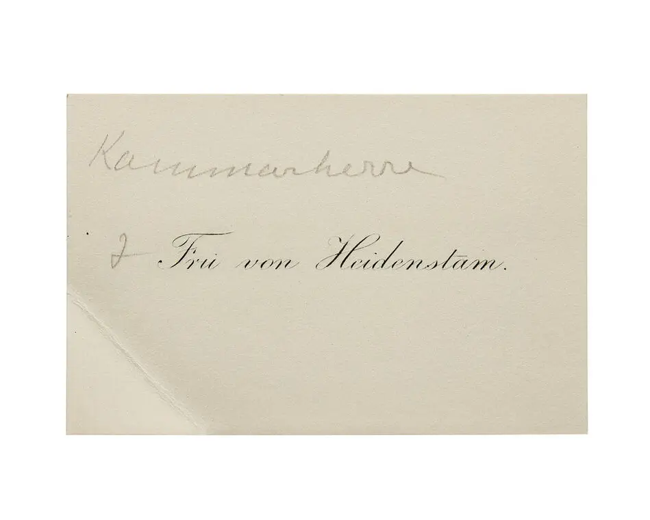 Visitkort från Fru von Heidenstam.