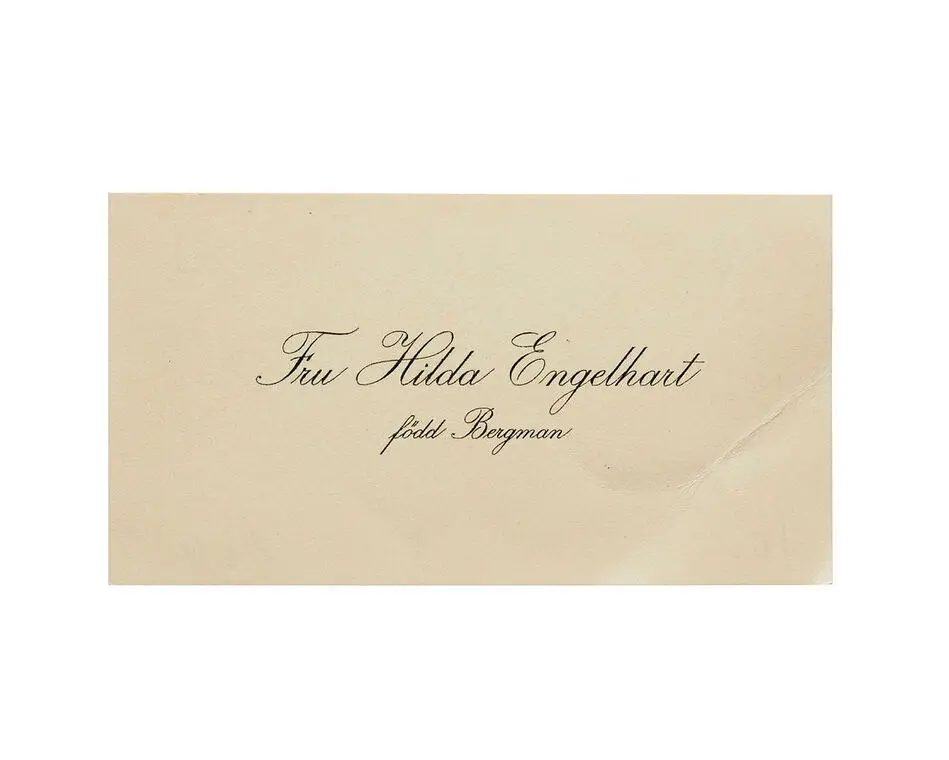 Visitkort från Fru Hilda Engelhart, f. Bergman.