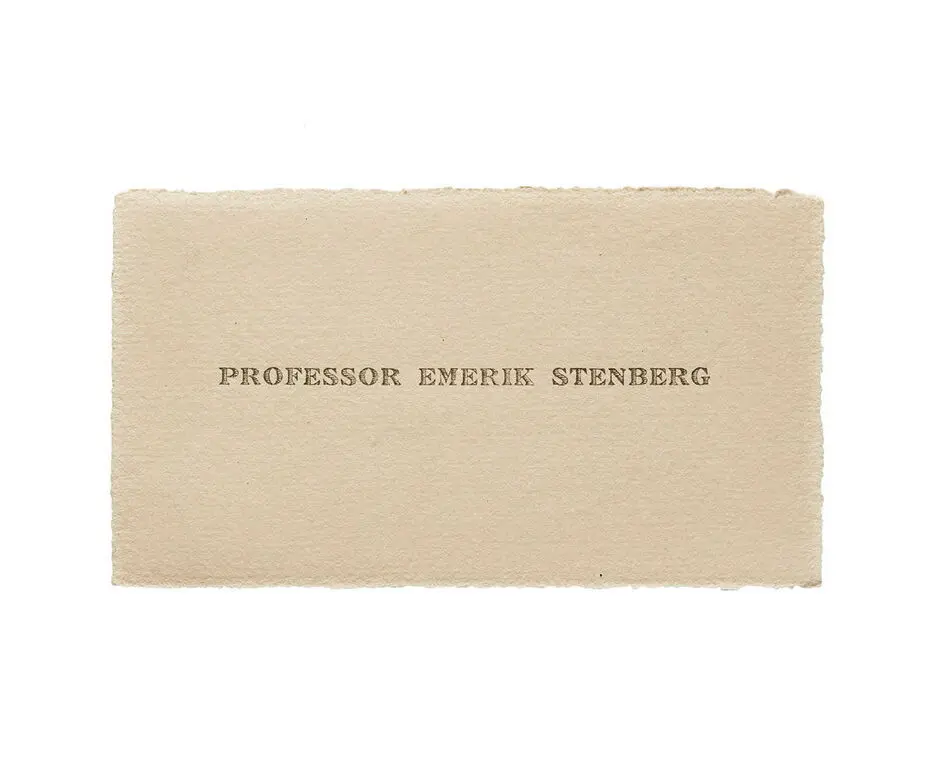 Bild på Visitkort från Professor Emerik Stenberg.