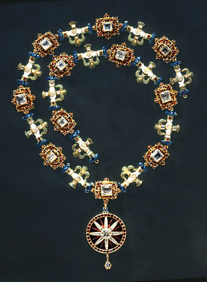 Ordenstecken, klenod, Jehovaorden, Sverige, tillverkad av Antonij Groot d.ä., Stockholm 1606, Troligen buren av Karl IX vid kröningen i Uppsala 1607-03-15.