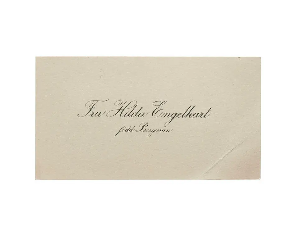 Visitkort från Fru Hilda Engelhart, f. Bergman.