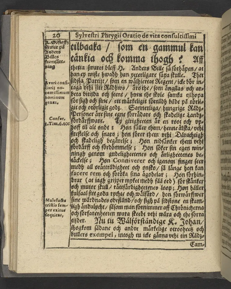 Agon regius, konglige Majesteetz till Swerige etc. H. Johans III... dödzkamp... Anteknat förste gången... på latiniskt språk... Dn. Jona Petri Nericio... Men nu... besmyckiat... medh Threnodia dramatica och... Drotningz Gunilæ epithaphijs... ich en... oration om... konungens... leffwerne... authore, Sylvestro Johan. Phrygio... Holmiæ A.C. 1620.