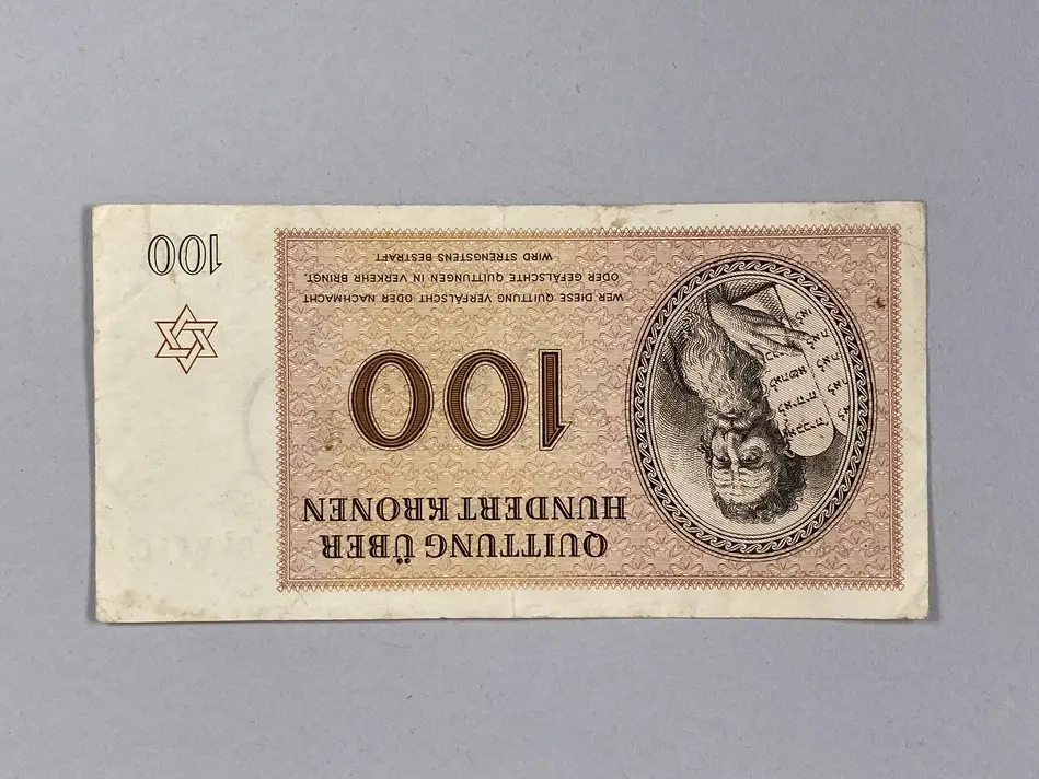 Bild på 100-kronorssedel från Theresienstadt