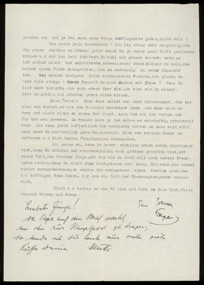 Brev från Elise och Josef Ullmann 1939-07-08