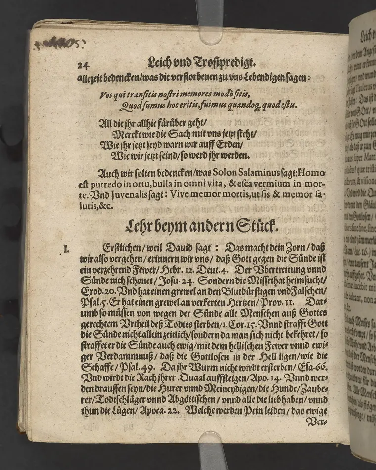 Ein Klagrede, über dem seligen und christlichen Abschied ... desz ... Herrn Wilhelens, Landgraffen zu Hessen, Graffen zu Catzenelnbogen ... anno 1592 ... Gehalten den 10. septembris in der Newenstatt zu Cassel, durch Johannem Strackium ... Gedruckt zu Marpurg, durch Paulum Egenolff, im Jahr, MDXCIII.