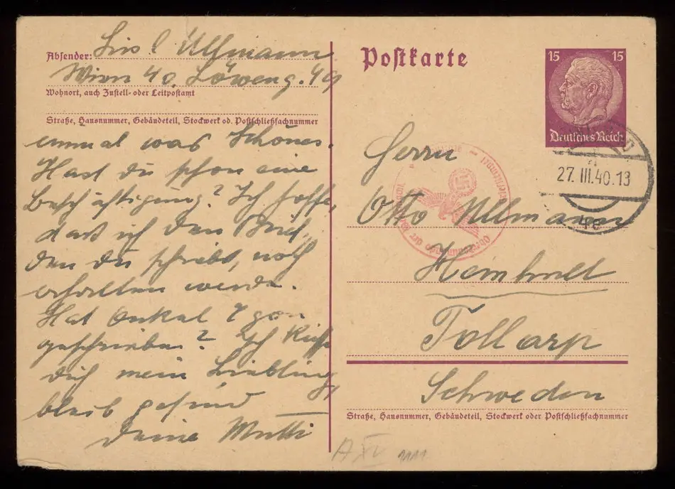 Brev från Elise och Josef Ullmann 1940-03-27
