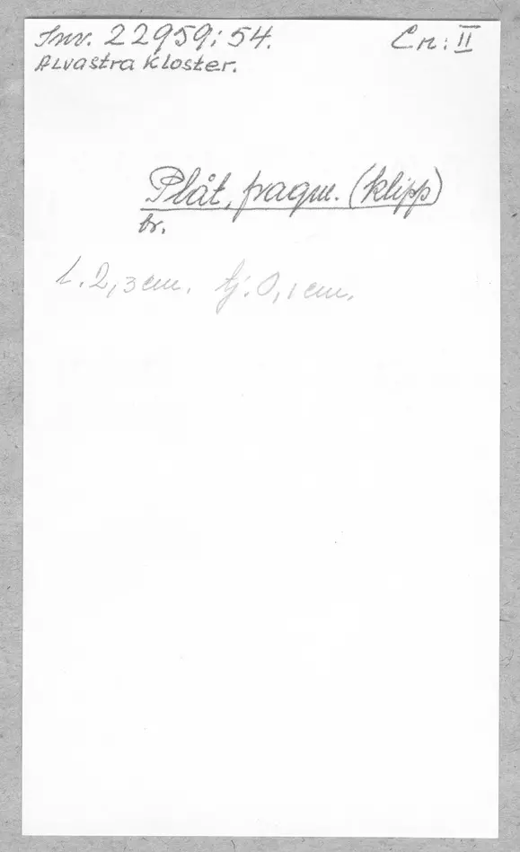 Bild på klipp, Plåt, Fragment