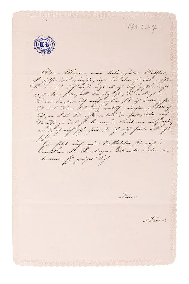 Bild på Brev från Wilhelmina von Hallwyl till Walther von Hallwyl.