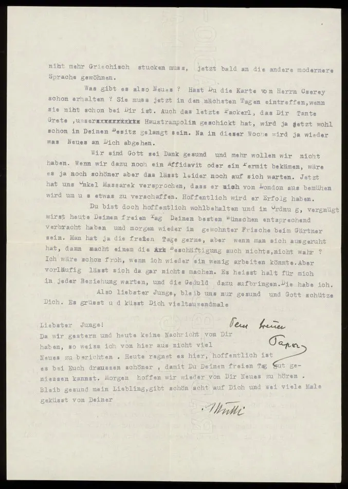 Brev från Elise och Josef Ullmann 1939-06-18