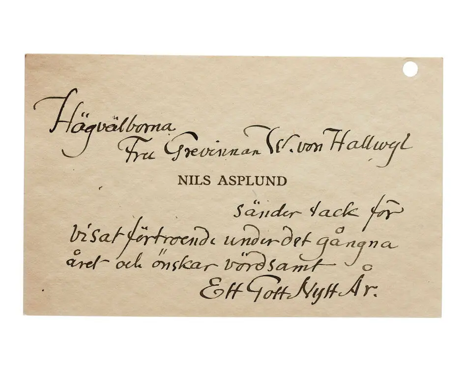 Bild på Visitkort från Nils Asplund.