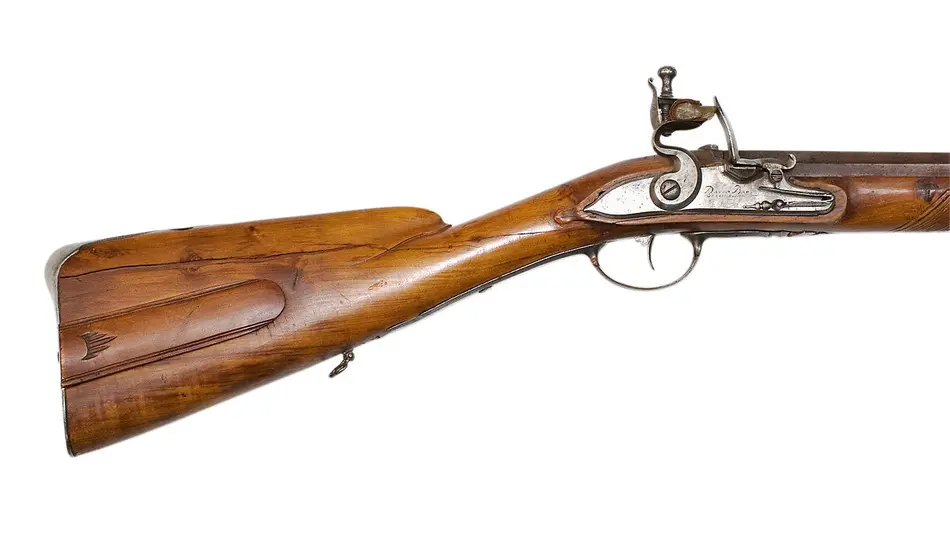 Bild på Flintlåsbössa, David Bars, Stockholm, 1700-talets mitt.
