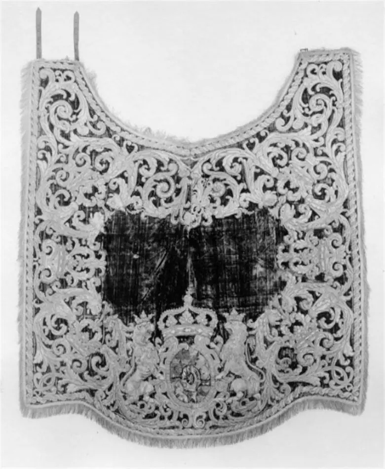 Bild på Handhästtäcke till handhäst ur Ludvig XIV:s gåva till Karl XI 1673, den s.k. franska gåvan.