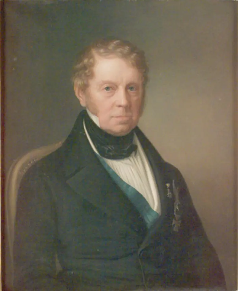 Bild på Karl Klas Piper, 1770-1850, greve, generalmajor. Oljemålning på duk. Äldre man, sittande, midjebild, fas höger.