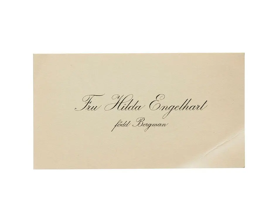 Visitkort från Fru Hilda Engelhart, f. Bergman.