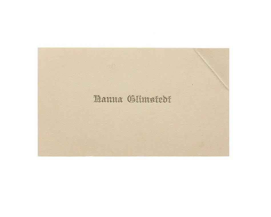 Visitkort från Nanna Glimstedt.