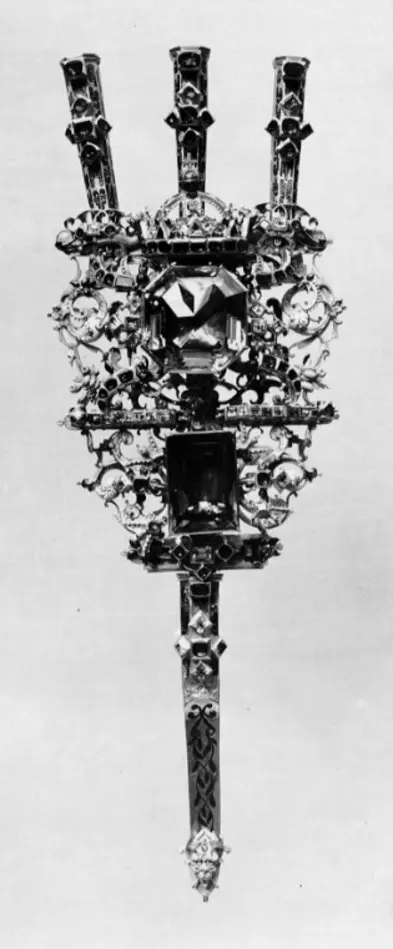 Plymhållare, s.k. ägrett, till Karl IX:s kröningshäst, tillverkad av guldsmeden Ruprecht Miller, Stockholm 1606-1607.