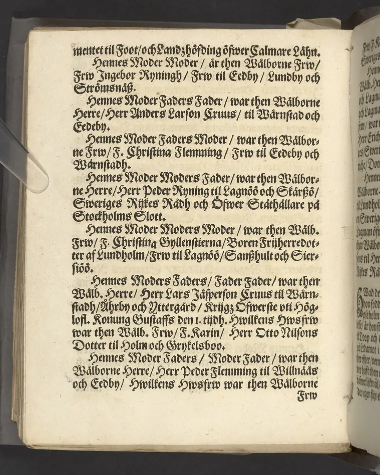 En Christeligh Lijkpredikan öfwer then ädle och högwälborne jungfru, I. Ebba Catharina Bonde, bohren frijherre Dotter till Laihela, jungfru till Bordsjö, Impseholm och Springestadh. Tå hennes salige lekamen, medh tilbörligh ehre- och lijk process bleff nedersatt i sin sahl. herrfaders graff och hwijlokammar vthi Kährbo sockne kyrcklia 27. julij, 1663. Hållen ther sammastädes aff D. Oluff Laurelio ..