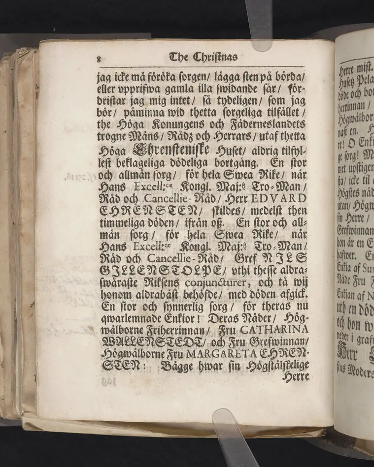 Asylum christianorum, eller The christnas tilflycht, betrachtat uti en enfaldig och gudelig lijk-predikan, i anledning af psalmen Davids 27. v. 5. öfwer hans kongl. may:tz wår allernådigste konungs tro-tienare ... nu hos Gud ewinnerligen salige, hr. Edvard Ehrensteen ... uti många höga personers, samt en ansenlig församlings närwaro, hållen i Öster Åkers kyrckia, den 29 jan. 1712. Af Gustaf Hallman ... Stockholm, hos Joh. Henr. Werner, kongl. may:tz och Upsala acad. boktr. 1713.