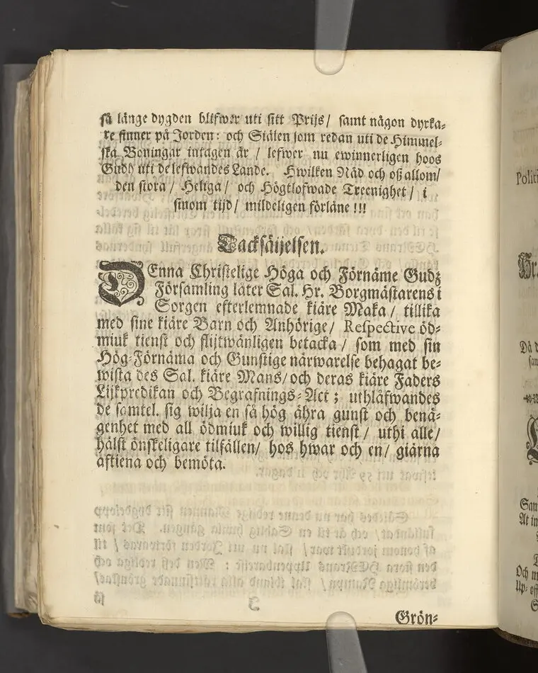 Gloriatio christiana, det är, en christelig berömelse af ett godt samwet. Hwilken den helige apostelen hafwer föreskrifwit; fordom kongl. may:ts tro-tienare ock Norkiöpings stads politie-borgmästare ... Carl Johansson altid älskat; och wid des jorde-färd uti en folckrijk församling den 23 febr. år 1708. allom christnom til efterdöme lemnat Petrus Asp ... Stockholm, tryckt, uti kongl. boktryckerie hos Joh. H. Werner, 1709.