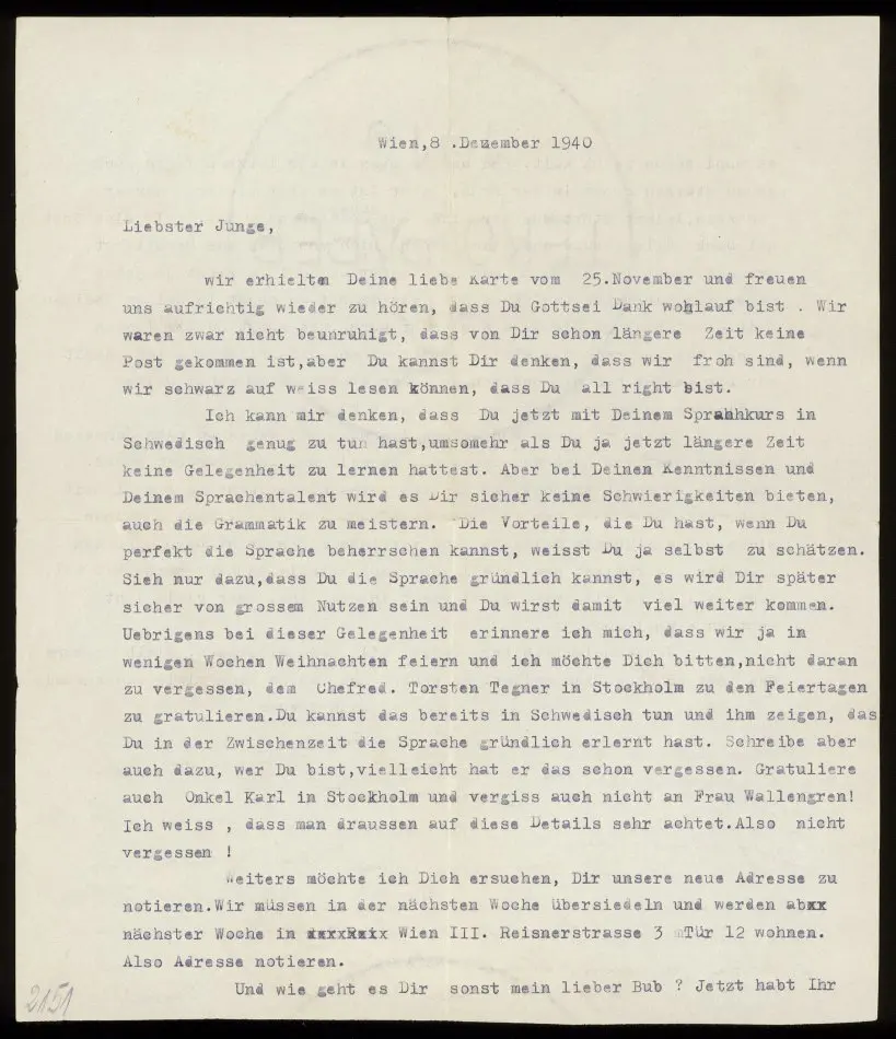 Bild på Brev från Elise och Josef Ullmann 1940-12-08